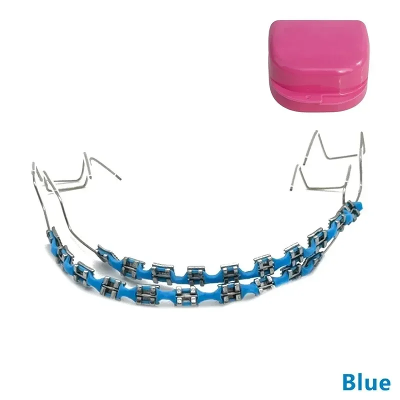 1 Pair Dental Fake Braces Temporary Tooth Decoration Colorful Metal Bracket Ligature Ties Dental Tool With Hook With Metal Wires