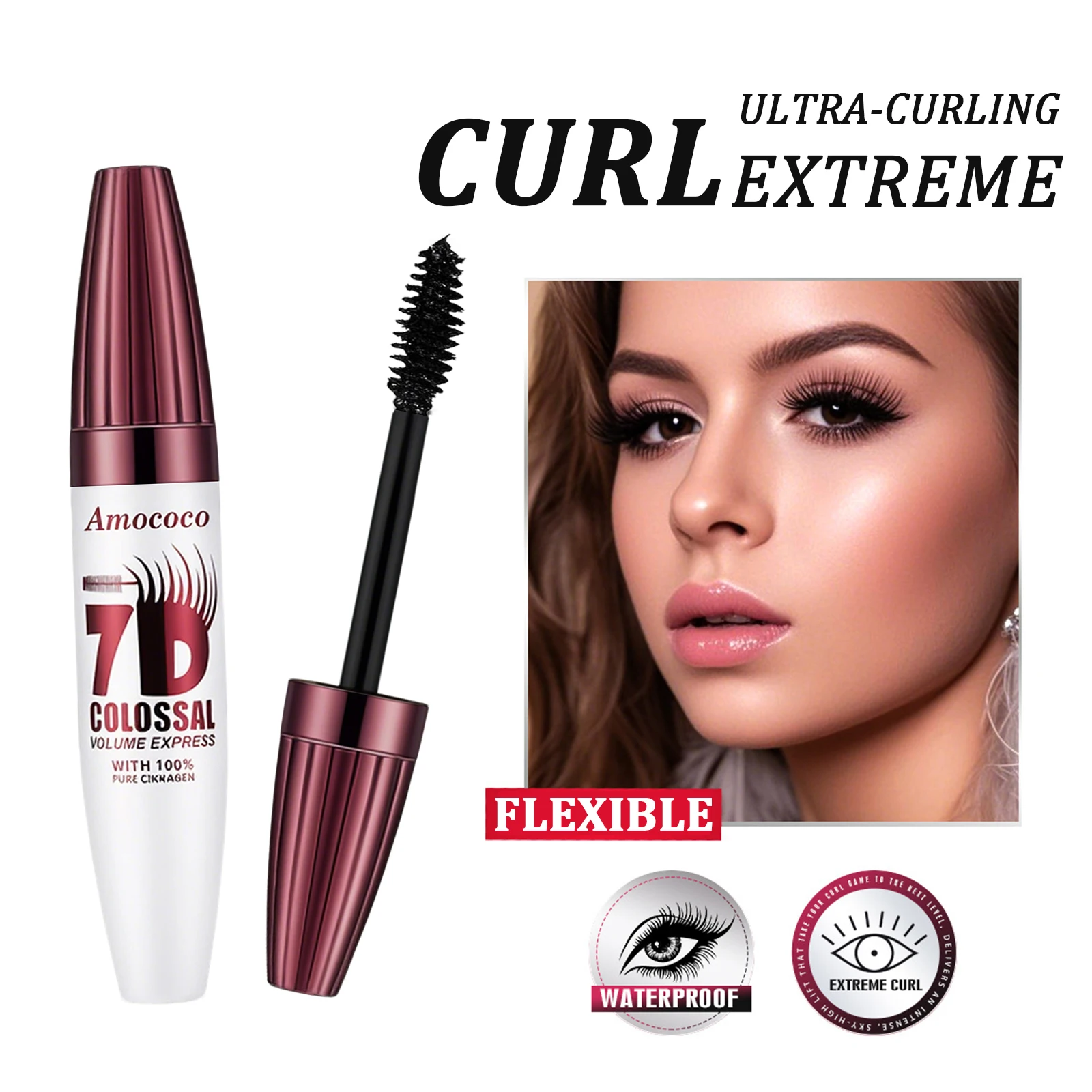 Amococo 2/4pcs 7D Mascara Black Volume Mascara for Eyelashes Eye Makeup Mascara for Women Long Lasting Lash Makeup Easy Apply Daily Beauty Cosmetic Makeup Gift