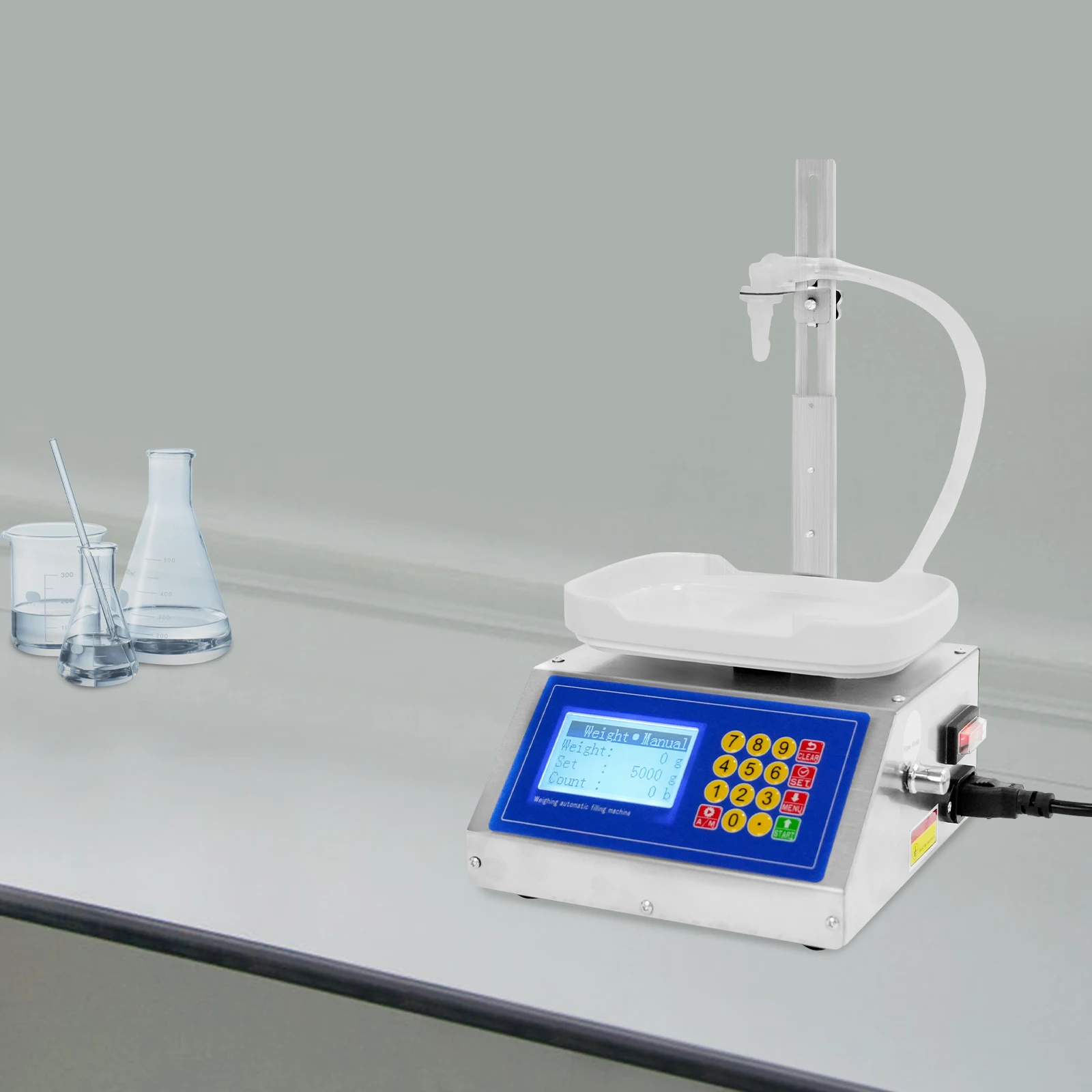 Liquid Filling Machine with Diaphragm Pump, 3.2L/min Filler 8g-3kg, LCD Display for Liquids Beverages Sauces