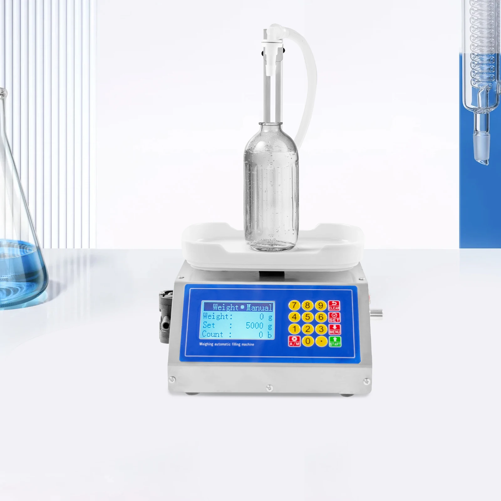 Liquid Filling Machine with Diaphragm Pump, 3.2L/min Filler 8g-3kg, LCD Display for Liquids Beverages Sauces