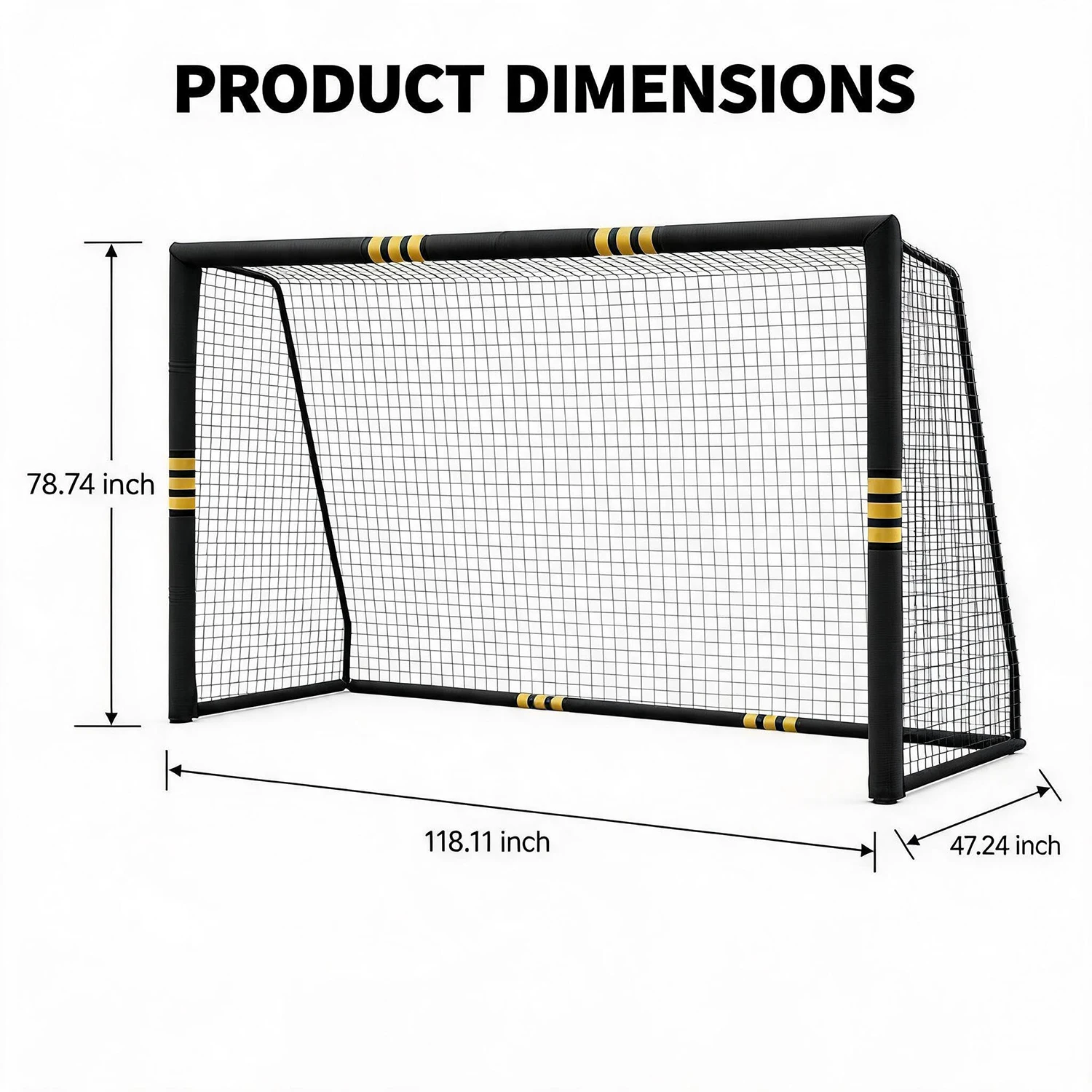 10x6.5FT Soccer Goal For Backyard Heavy Duty Galvanized Steel Soccer Net With Foam Padded Posts Ground Stakes Velcro Outdoor Training