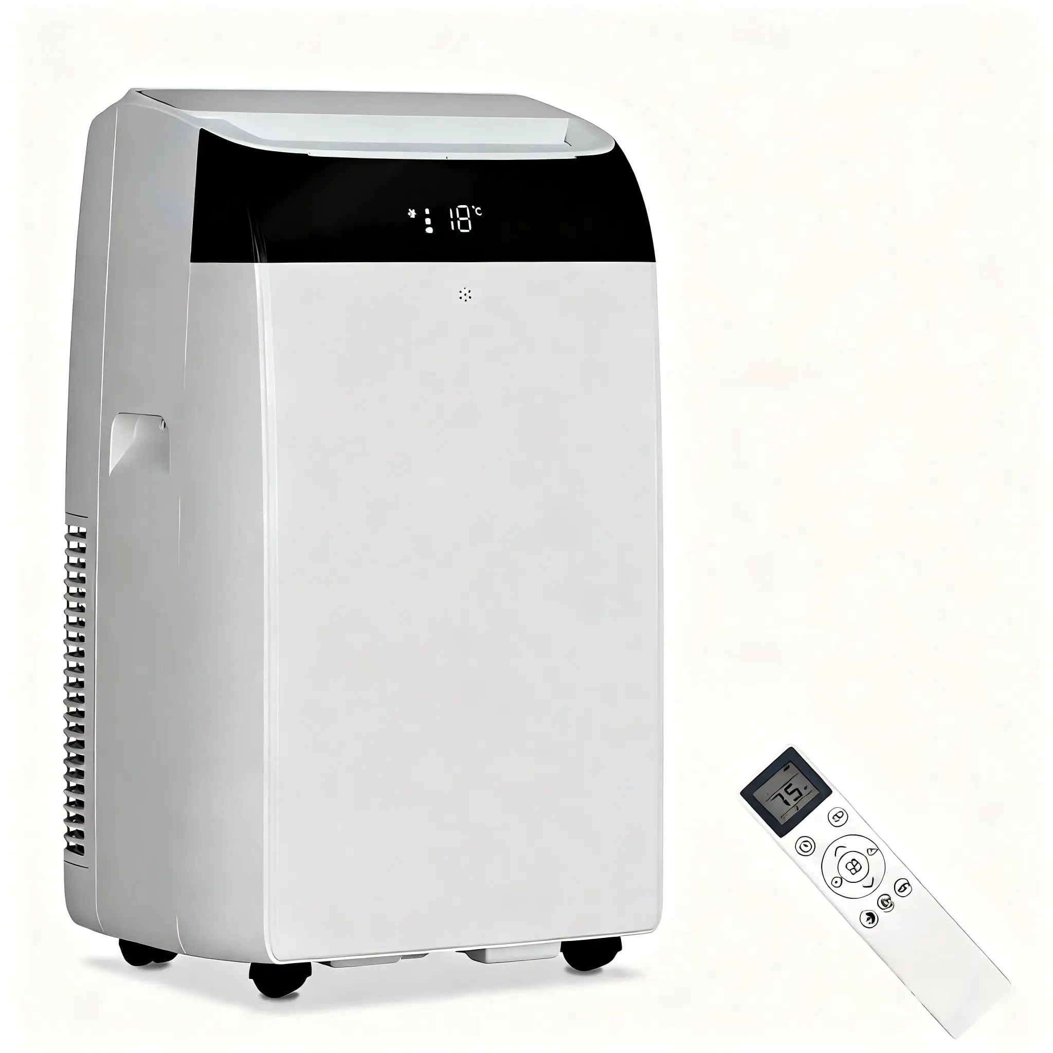14000 BTU Portable Air Conditioner 3-in-1 AC Unit Cool Dehumidifier Fan Mode for Rooms Up to 750 Sq.ft White Portable AC with LED Display Remote Control 24H Timer Complete Exhaust Hose & Window Kit Included