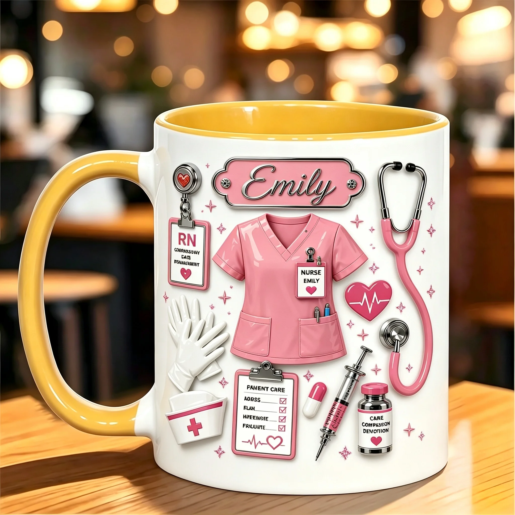 1PC11oz custom name nurse mug, 2D personalized medical staff coffee mug, nurse life gift, holiday thank you gift.