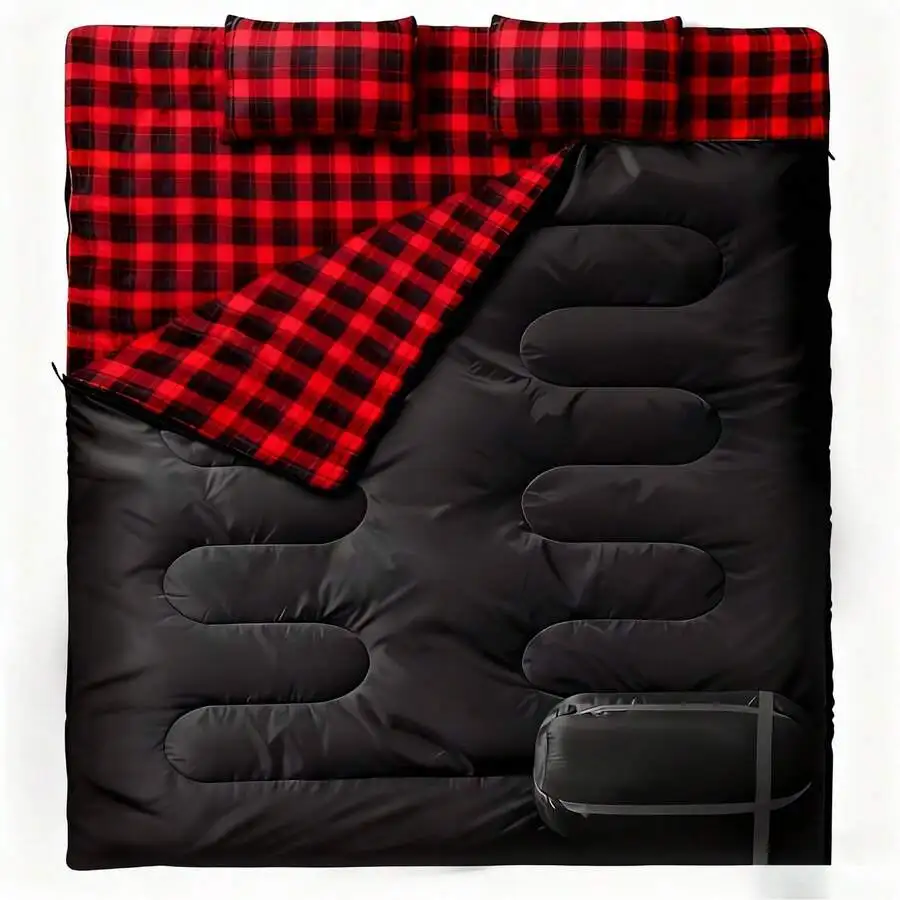 [Camping Sleeping Bag] Double Sleeping Bag For Adults With 2 Pillows 2 Person Sleeping Bags Camping XXL Queen Size Two Person Sl