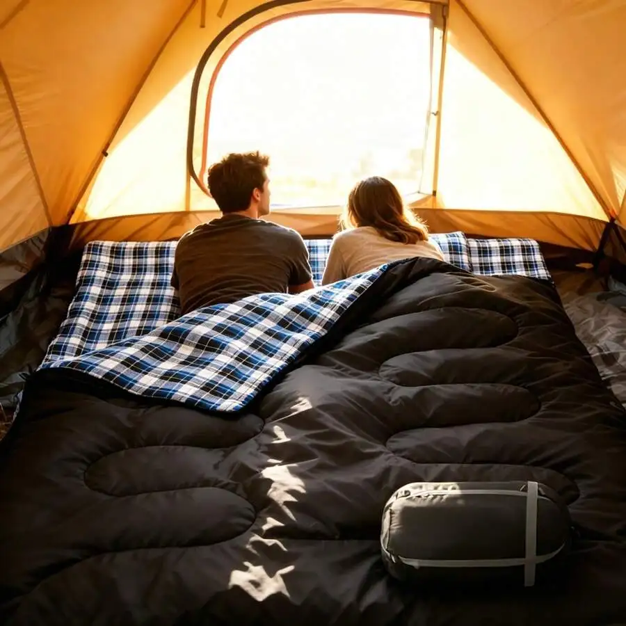 [Camping Sleeping Bag] Double Sleeping Bag For Adults With 2 Pillows 2 Person Sleeping Bags Camping XXL Queen Size Two Person Sl