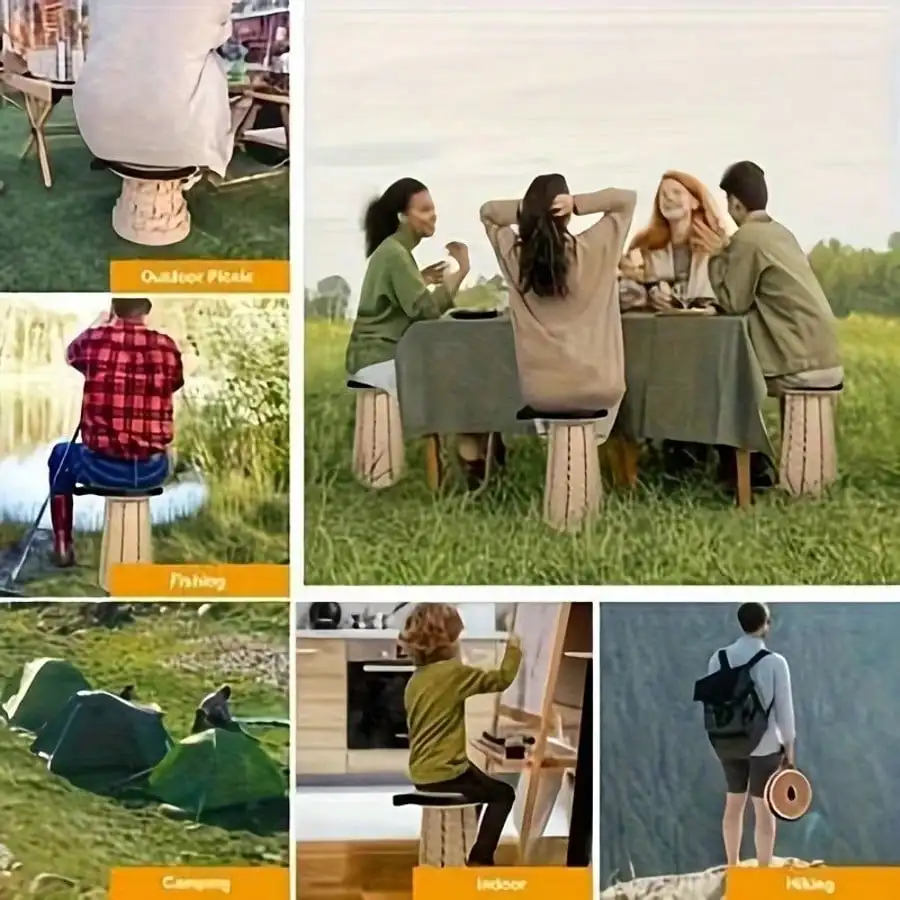 Ultra-Comfortable Portable Outdoor Folding Stool With PU Cushion - 12-Level Adjustable, 500 Lbs Weight Capacity, Perfect For Camping, Fishing, Hiking, And Barbecues, Camping Gear | Adjustable Stool | Durable Construction, Camping Stool