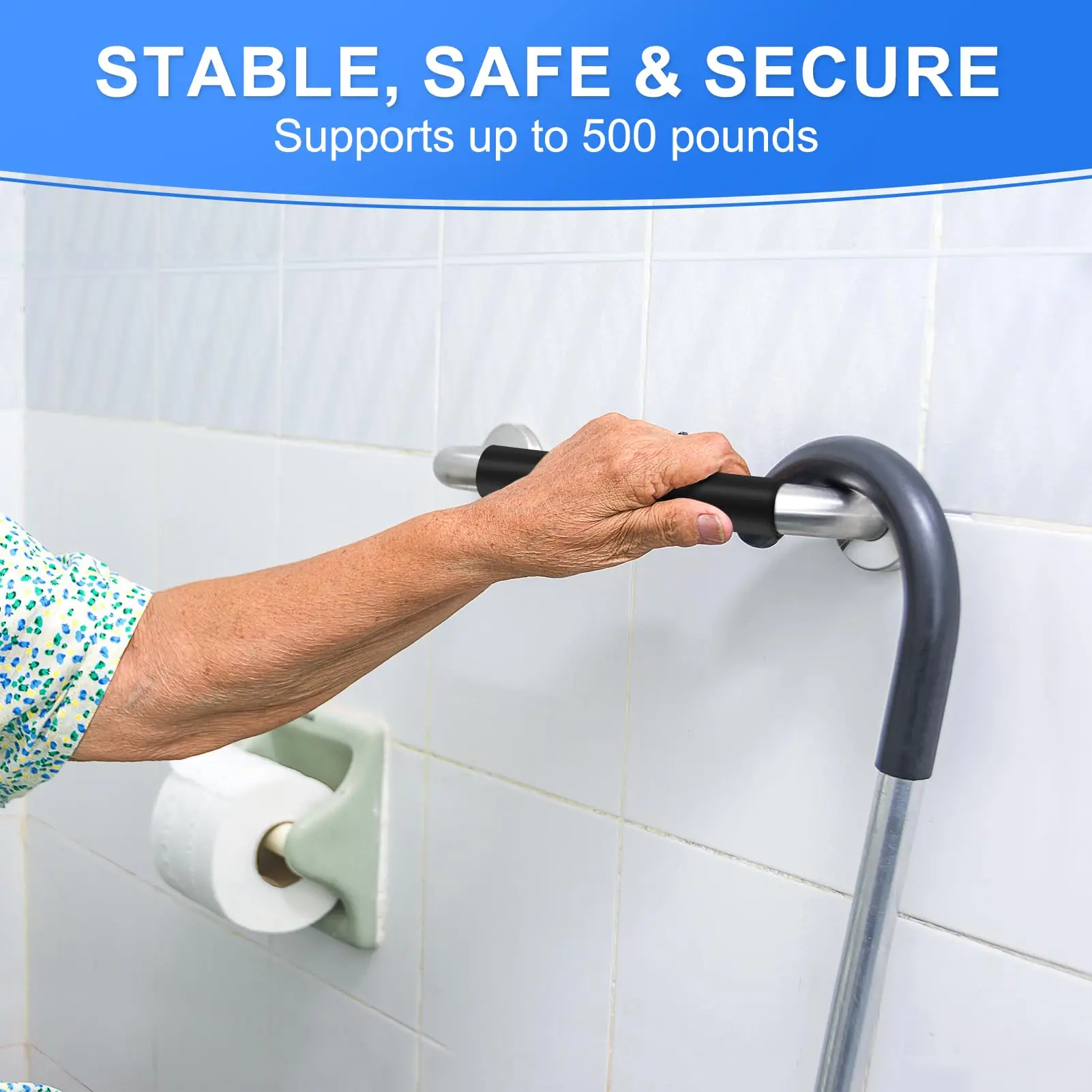 16 Inch Shower Grab Bars for Seniors, Anti Slip Handicap Grab Bars | 2 Pack, Waterproof and Sturdy, for Elderly, Seniors, Handicap, Pregnant, the Injured, Children Provide Stability and Balance