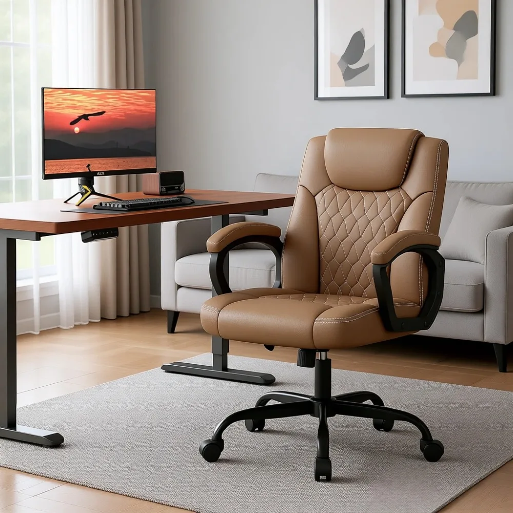 Executive Ergonomic Desk Chair with Fixed Armrest, Adjustable Height and 360° Swivel
