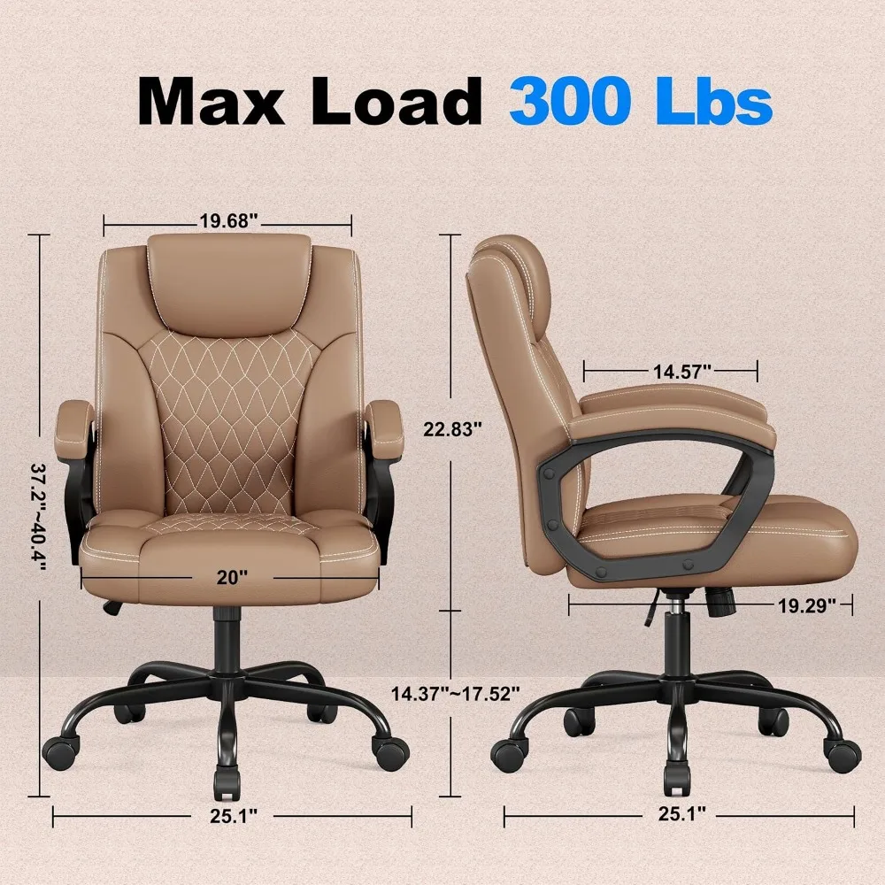 Executive Ergonomic Desk Chair with Fixed Armrest, Adjustable Height and 360° Swivel