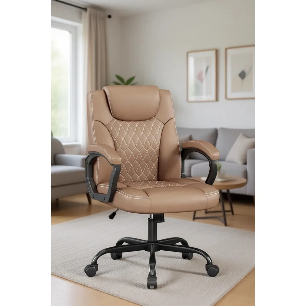 Executive Ergonomic Desk Chair with Fixed Armrest, Adjustable Height and 360° Swivel