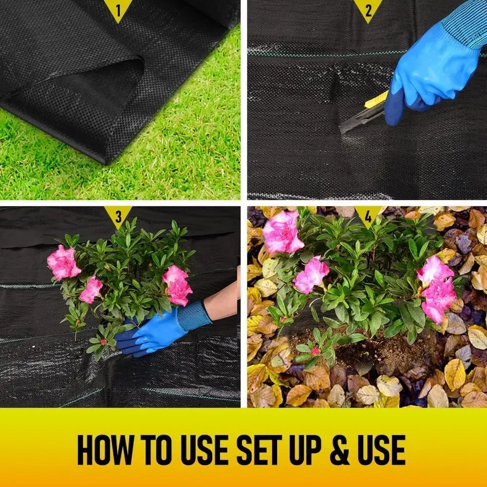 2FT X 50FT Weed Barrier Landscape Fabric, 2.4oz Heavy Duty Woven Ground Cover, Weed Control Mat for Garden Landscaping, Yard, Flower Bed and Farm
