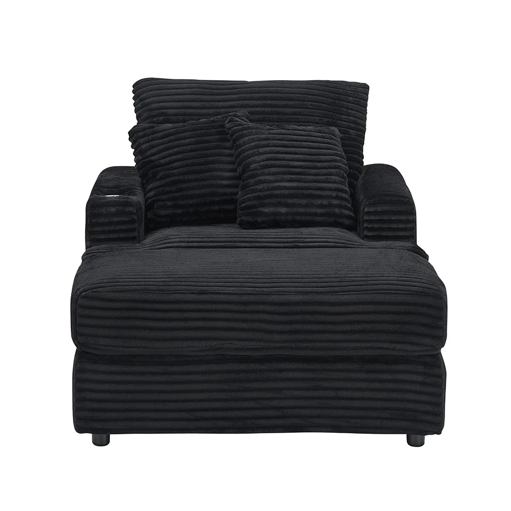 39-Inch Soft-Seat Single Sofa With Footrests Equipped With A Cup Holder Corduroy Fabric Is Highly Suitable for Use In The Living Room Or Bedroom