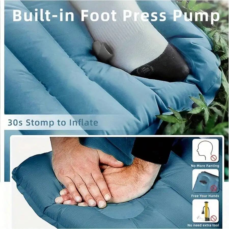 Extra Thickness Inflatable Sleeping Pad With Built-In Pump, Most Comfortable Camping Mattress For Backpacking, Car Traveling And