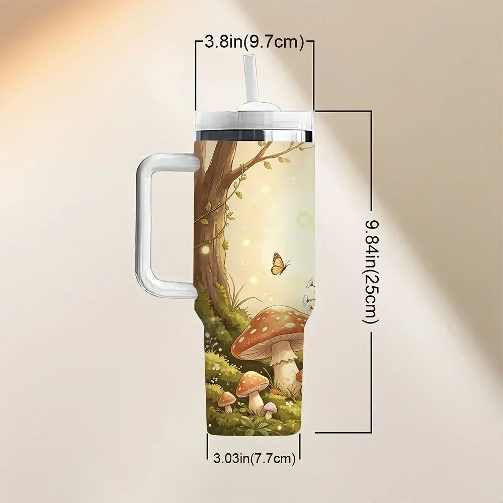 40oz Long Lasting Insulated Tumbler with Handle, Cute Bunny Print Tumbler, Perfect Holiday Birthday Gift for Who Loves Bunnies, Suitable for Daily Use And Outdoor Outings