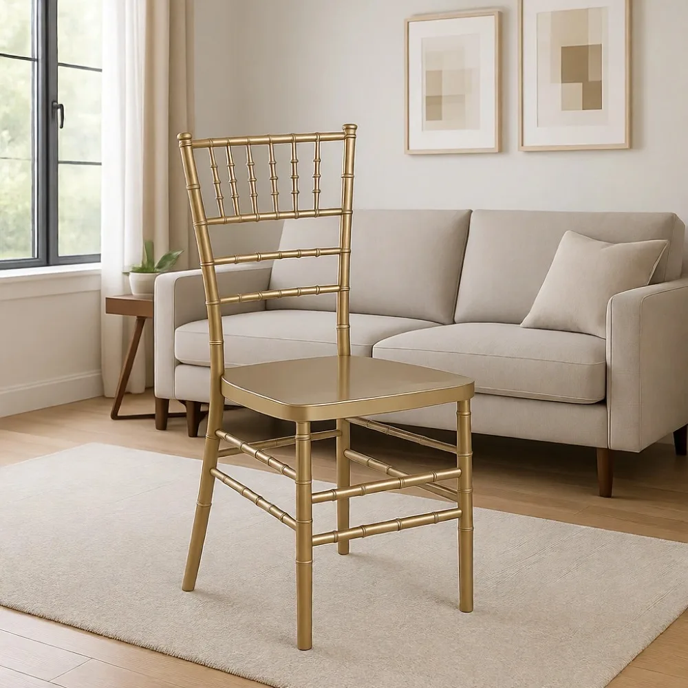 Gold Resin Stacking Chiavari Chair for Indoor Use