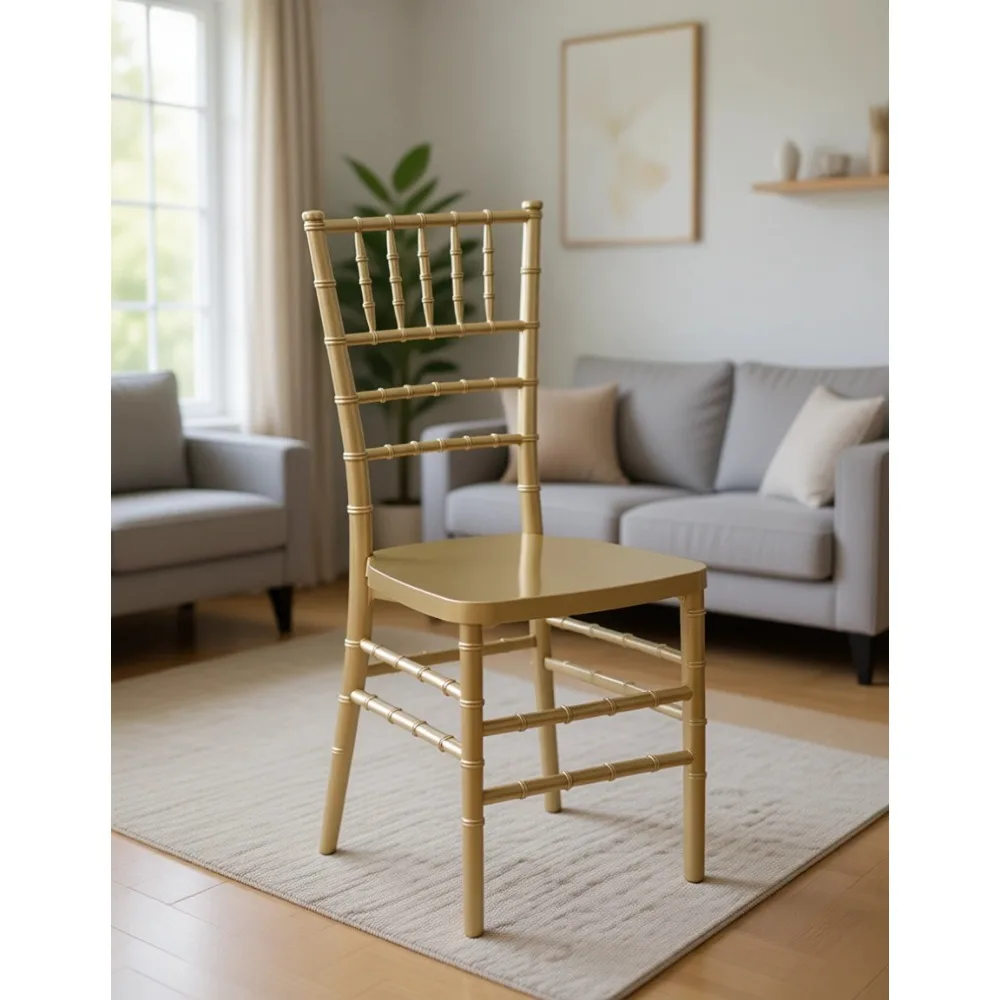 Gold Resin Stacking Chiavari Chair for Indoor Use