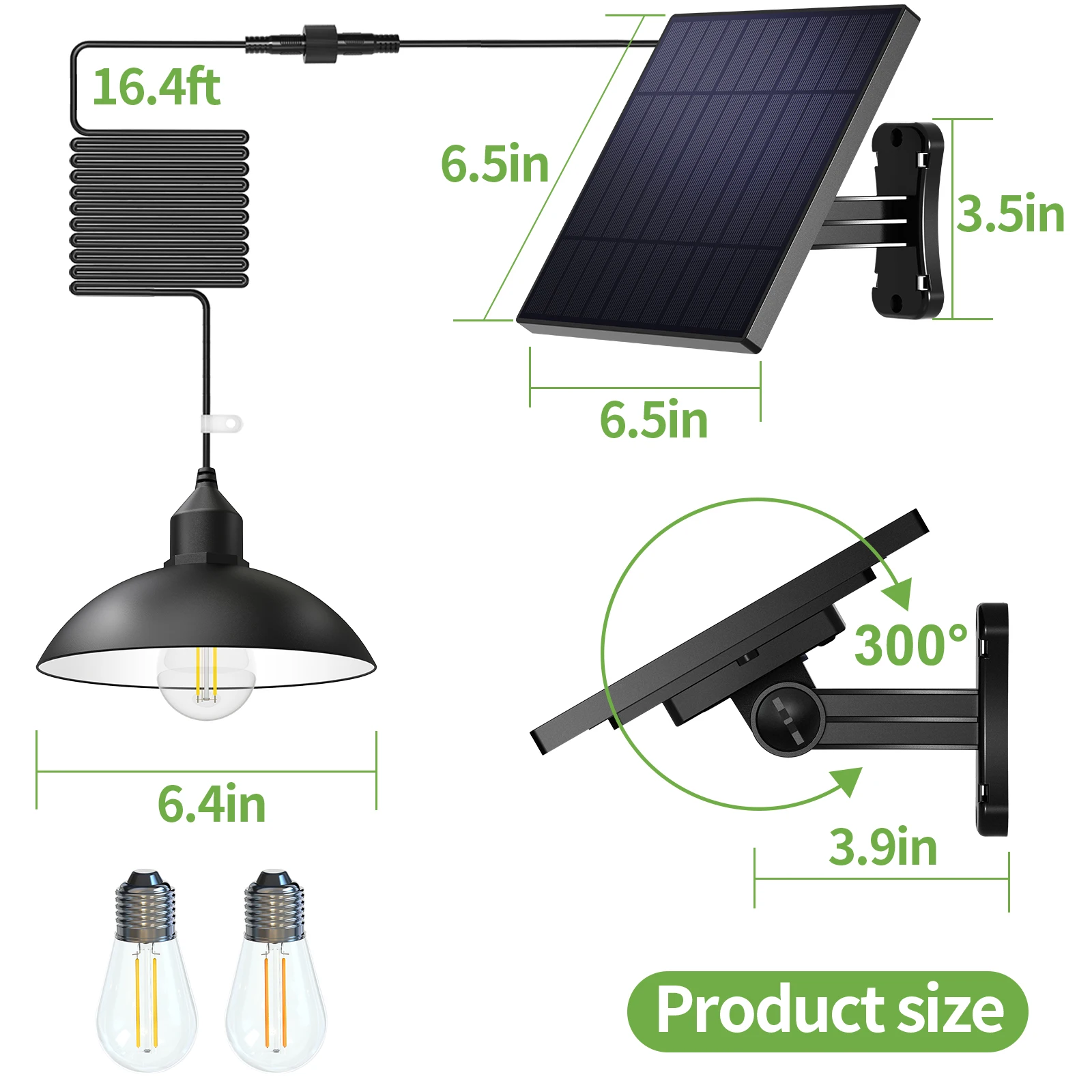 Intelamp Solar Pendant Lights Indoor Outdoor 4000mAh With Remote Day/Night Mode 16.4Ft Hanging Lighting For Barns Chicken Coop