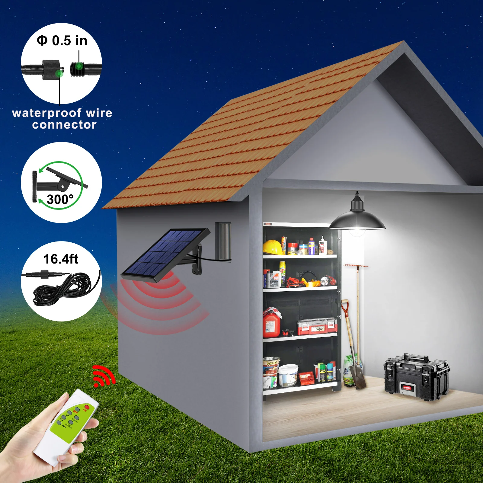 Intelamp Solar Pendant Lights Indoor Outdoor 4000mAh With Remote Day/Night Mode 16.4Ft Hanging Lighting For Barns Chicken Coop