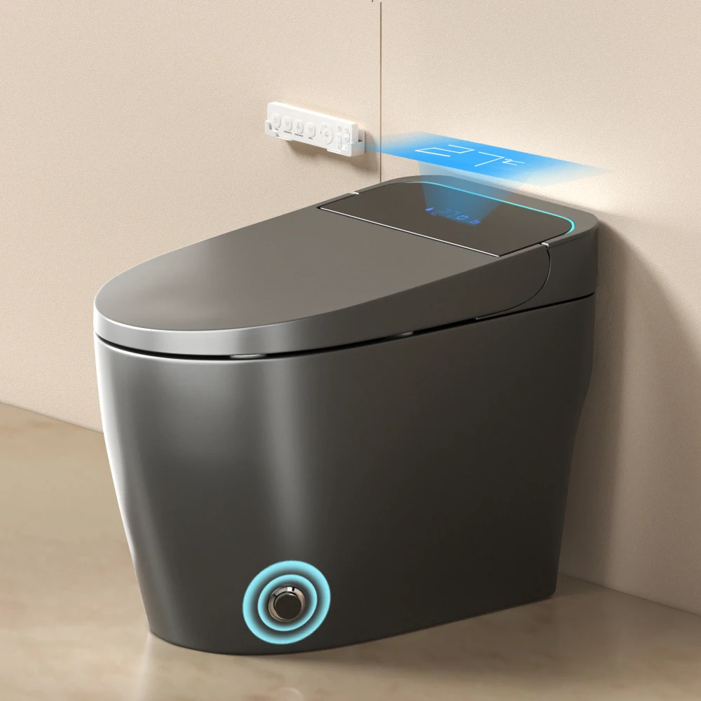 Unique Smart Toile, One Piece Toilet with Bidet Built In,Intelligent Toilet Auto Open/Close Seat. Bidet toilet with Dryer and Warm Water.Gray