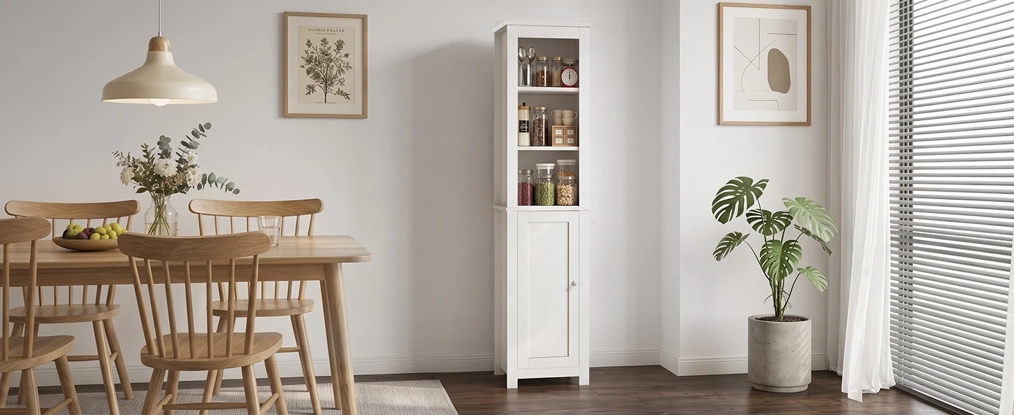 TinyNest Slim Storage Cabinets, Farmhouse Wooden Corner Floor Bathroom Cabinet With Adjustable Shelves & Doors, 66.1 inch Tall Rustic Narrow Toilet Paper Storage Holder, Closet Organizer For Small Spaces, Kitchen, Entryway, Living Room, Bedroom, Entryway