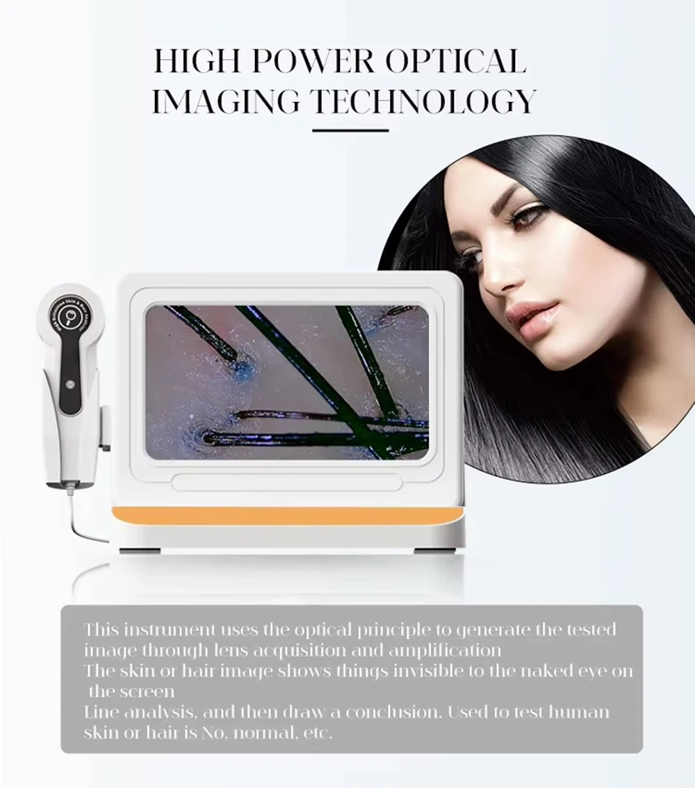 9 Inch HD Skin Hair Scalp Analyzer Detector 50X‑200X Magnification Skin Diagnosis Machine Multispectral Facial Skin Condition Tester For Beauty Salon Home Use Detect Acne Redness Dark Spots Pore Blockage Scalp Hair Follicle Health Analysis Device US EU Pl