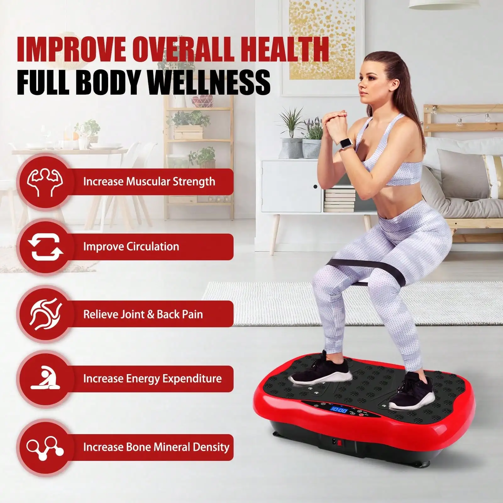 Vibration Plate Fitness Platform Exercise Machine Vibrating Lymphatic Drainage Shaking Full Body Shaker Workout Vibrate Stand Shake Board Sport Gym For Weight Loss Fat Burner For Women Men