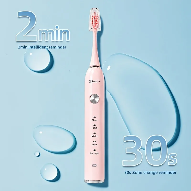 Electric Toothbrush 38000 VPM 5 Cleaning Modes Rechargeable with 11 Replacement Heads 2 Min Smart Timer Waterproof Adult Oral Care