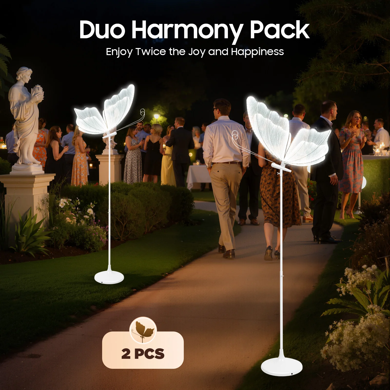 2 Pcs Butterfly Wedding LED Floor Lamp US Plug 110V 30‑35W Adjustable Height Ceiling & Floor Mount Romantic Wedding Aisle Decor Light