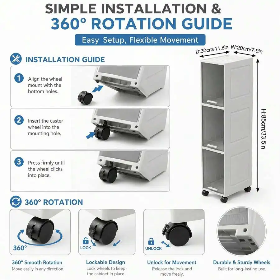 3/4 Floors Narrow Gap Storage Cabinets, Kitchen And Bathroom Narrow Storage Cabinets, Drawer Gap Multi Rack, Non Installed Light