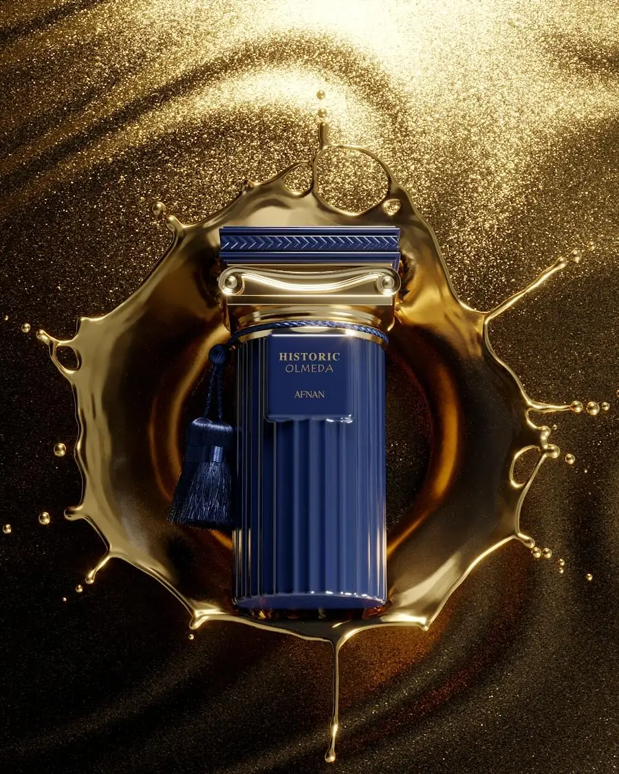 Afnan Historic Olmeda Unisex Eau De Parfum 100ml 3.4oz Aromatic Spicy Woody Cologne Roman Column Dark Blue Bottle Long Lasting Arabian Fragrance Gift for Men Women