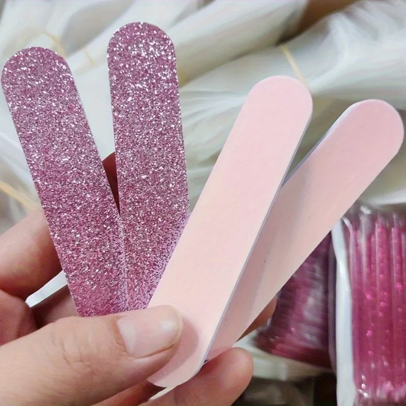 Glitter Nail Care Set - Nail Files, Buffing Crystal Stick, Heart-Shaped Sponge Blocks for Manicure and Pedicure