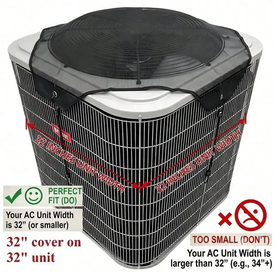(32' X 32') Universal Outdoor Air Conditioner Cover 32x32 Inch - Your AC Unit Width Is 32 Inch'(Or Smaller)All-Season Waterproof