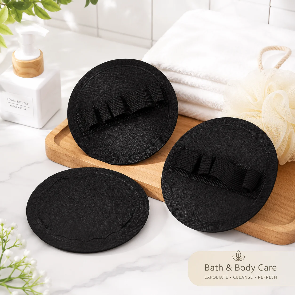 4pcs Black Exfoliating Bath Scrubber Body Scrubber Shower Back Scrubber Bath Massage Pad Dead Skin Remover Cleaning Tool