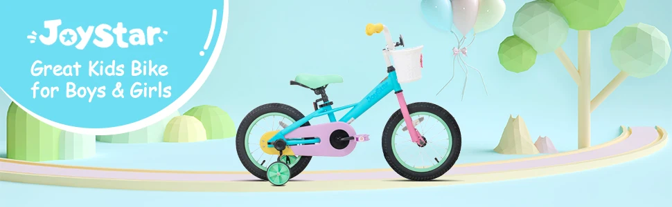 JOYSTAR Macaroon 12-18 Inch Kids Bike for 2-9 Years Girls | Toddler Girls Bike with Training Wheels & Basket, Rainbow Bikes, Children Bicycle