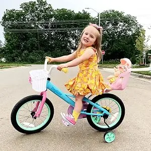 JOYSTAR Macaroon 12-18 Inch Kids Bike for 2-9 Years Girls | Toddler Girls Bike with Training Wheels & Basket, Rainbow Bikes, Children Bicycle