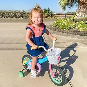 JOYSTAR Macaroon 12-18 Inch Kids Bike for 2-9 Years Girls | Toddler Girls Bike with Training Wheels & Basket, Rainbow Bikes, Children Bicycle
