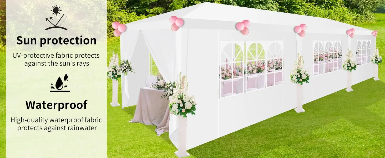 10x20/10x30 Party Tent & Outdoor Canopy (20-30+ Person Capacity) - Large White Event Shelter with Removable Sidewalls, Zipper Doors, Heavy-Duty Stakes, and Ropes for Weddings, BBQs, Backyards, and Celebrations(white)