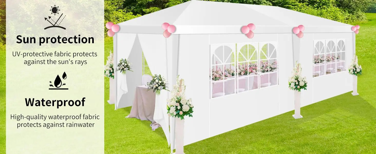 10x20/10x30 Party Tent & Outdoor Canopy (20-30+ Person Capacity) - Large White Event Shelter with Removable Sidewalls, Zipper Doors, Heavy-Duty Stakes, and Ropes for Weddings, BBQs, Backyards, and Celebrations(white)