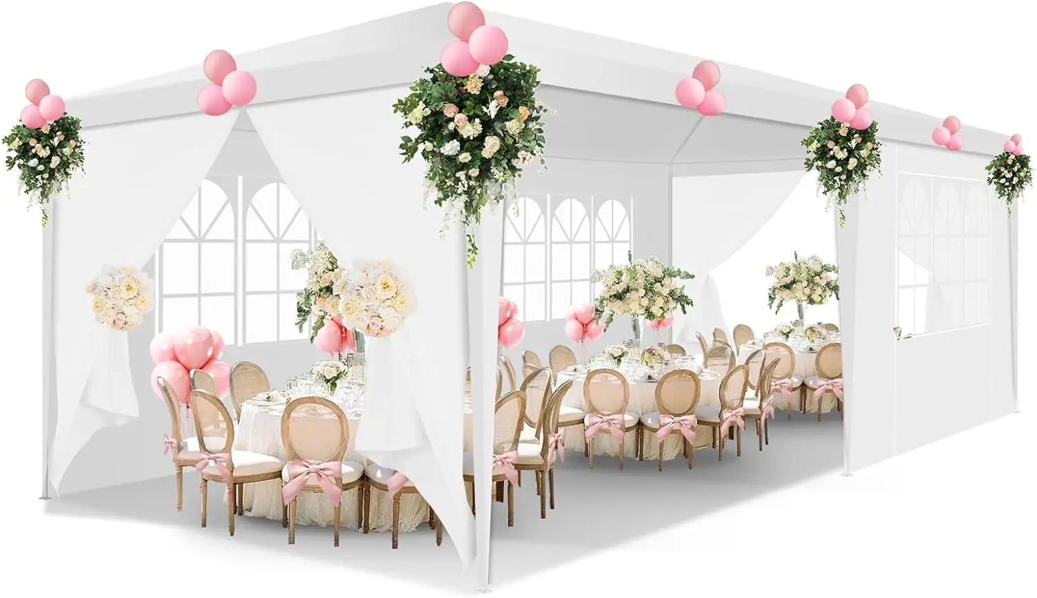 10x20/10x30 Party Tent & Outdoor Canopy (20-30+ Person Capacity) - Large White Event Shelter with Removable Sidewalls, Zipper Doors, Heavy-Duty Stakes, and Ropes for Weddings, BBQs, Backyards, and Celebrations(white)