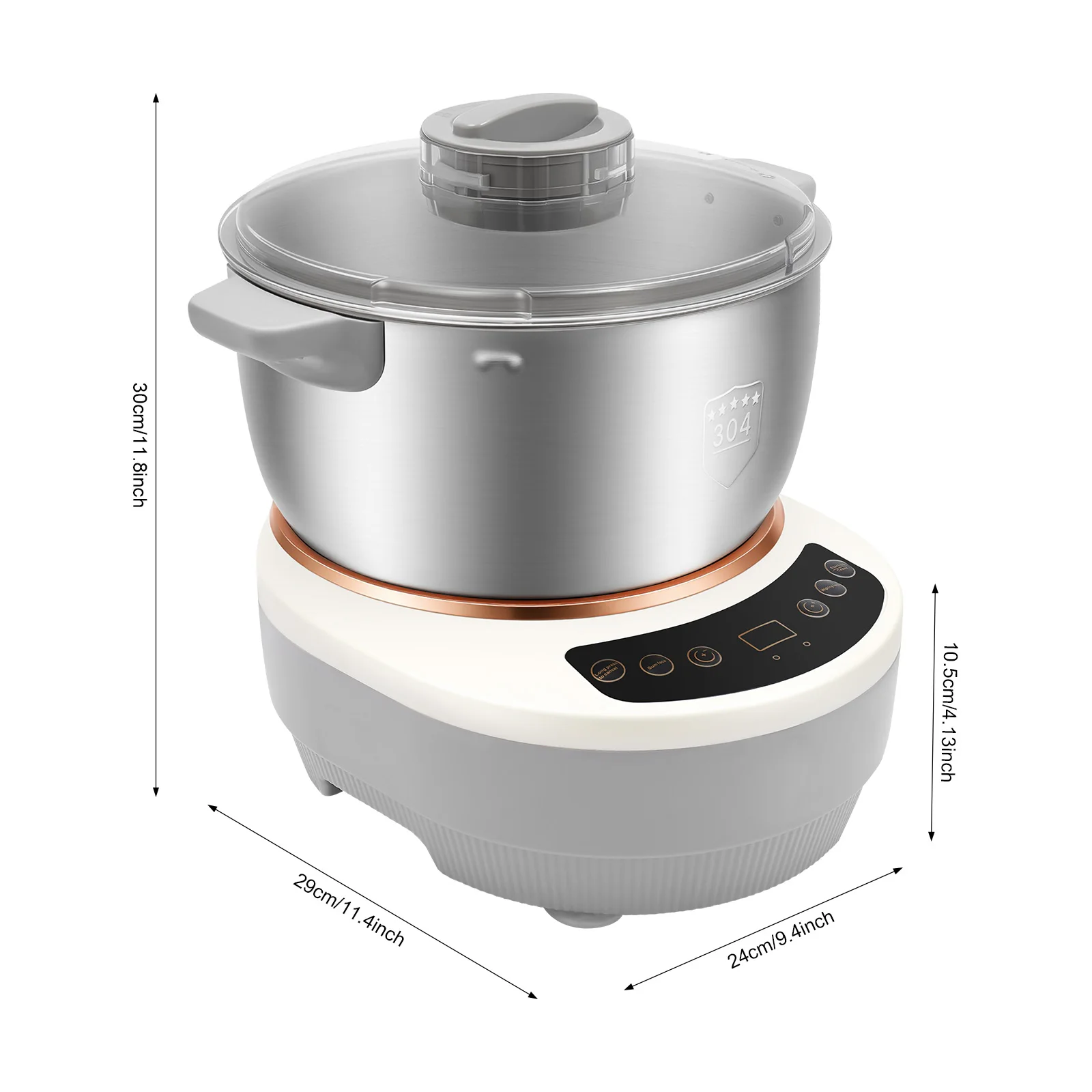 Electric Dough Maker 5L 200W, Stainless Steel Dough Mixer with Ferment Function, 140-170RPM Kneading Machine for Bread Pizza