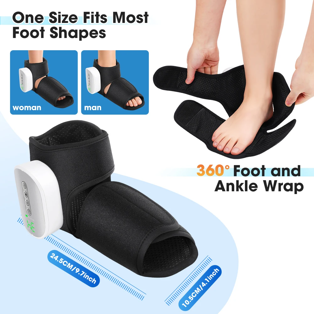 Cordless Ankle Brace Dual-Airbag Kneading Ankle Wrap Foot Protector Electric Heating Ankle Guard Band For Plantar Fasciitis Swelling Relief