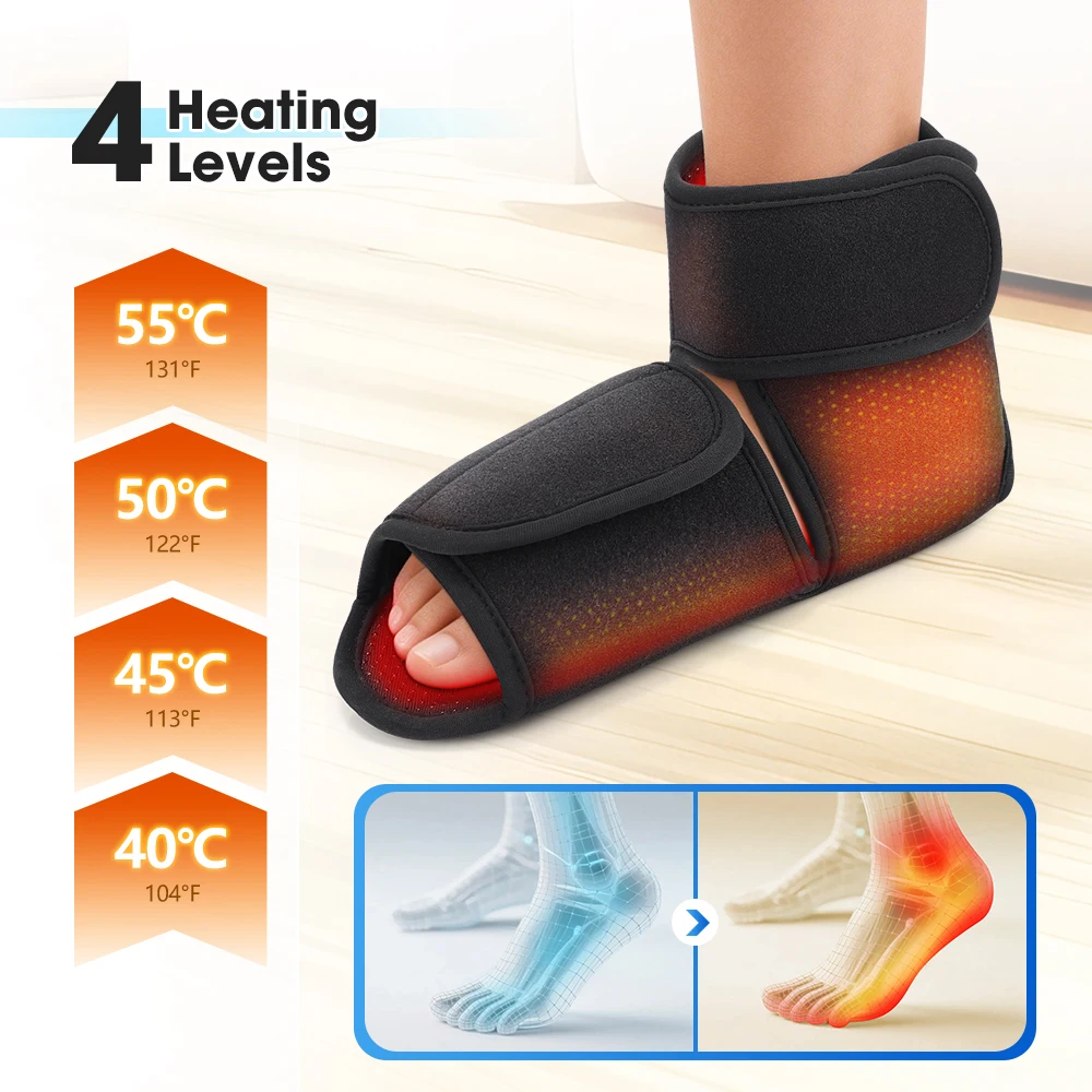 Cordless Ankle Brace Dual-Airbag Kneading Ankle Wrap Foot Protector Electric Heating Ankle Guard Band For Plantar Fasciitis Swelling Relief