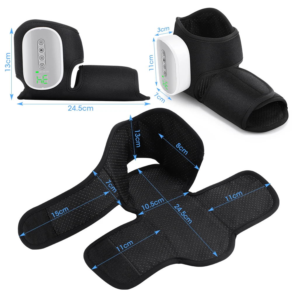 Cordless Ankle Brace Dual-Airbag Kneading Ankle Wrap Foot Protector Electric Heating Ankle Guard Band For Plantar Fasciitis Swelling Relief