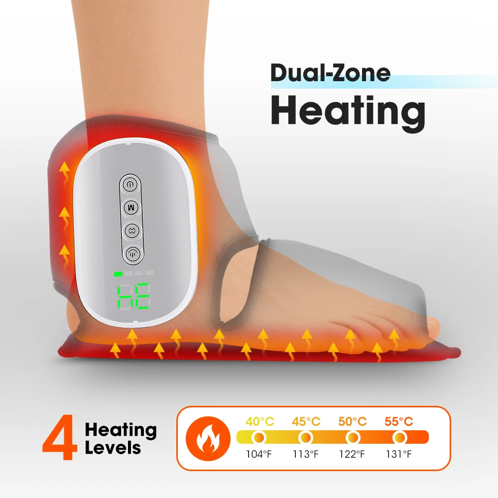 Cordless Ankle Brace Dual-Airbag Kneading Ankle Wrap Foot Protector Electric Heating Ankle Guard Band For Plantar Fasciitis Swelling Relief