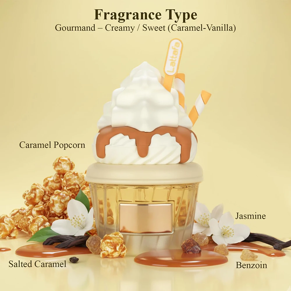 Unisex Salted Caramel Gourmand Eau De Parfum, Whipped Cream Ice Cream Cup Perfume Spray, Creamy Milk Dessert Fragrance Long Lasting 75ml