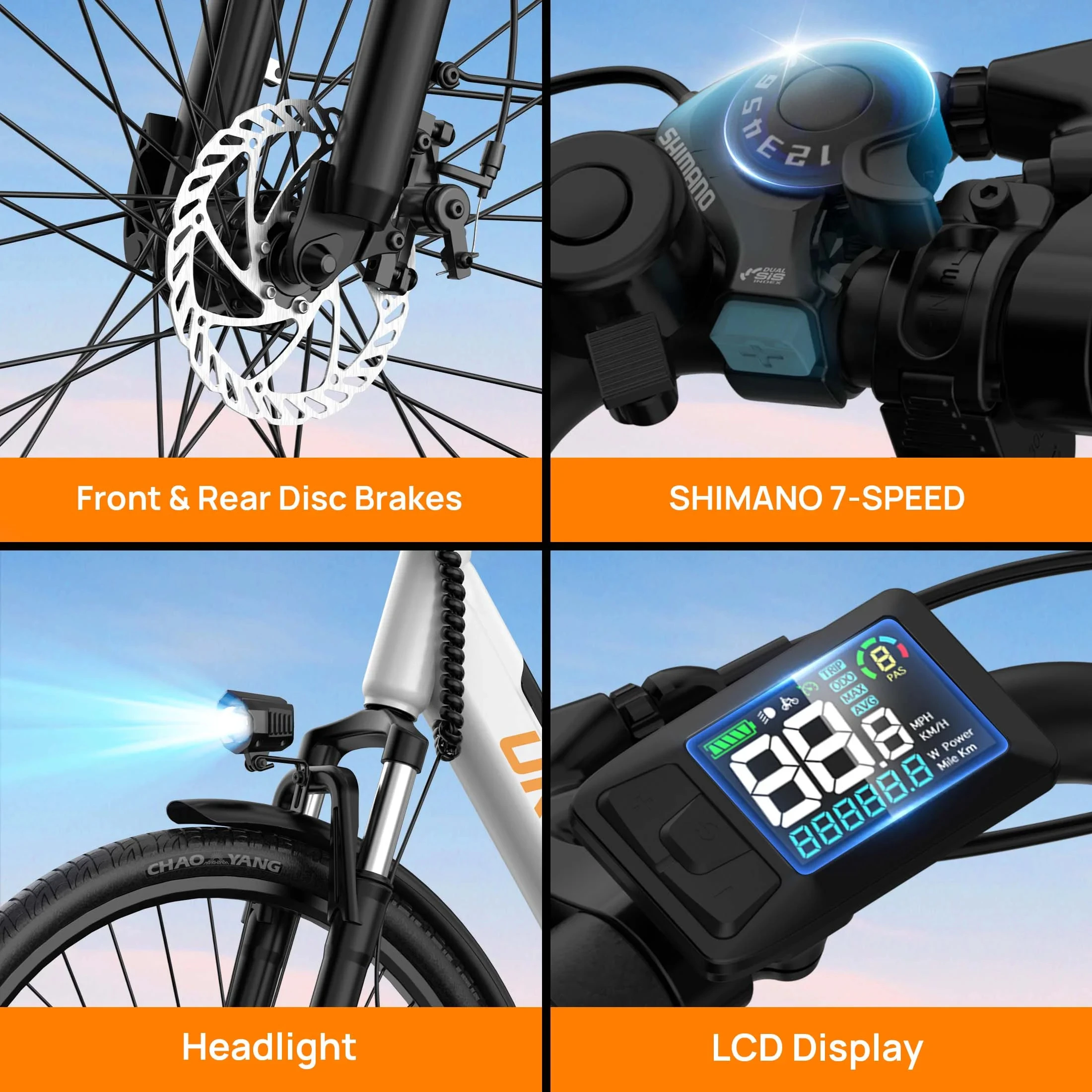 URLIFE E26 26" Electric Commuter Bike for Adults, 750W Motor 48V 10.4AH Removable Battery, 7-Speed 80KM Range E-bike 20MPH