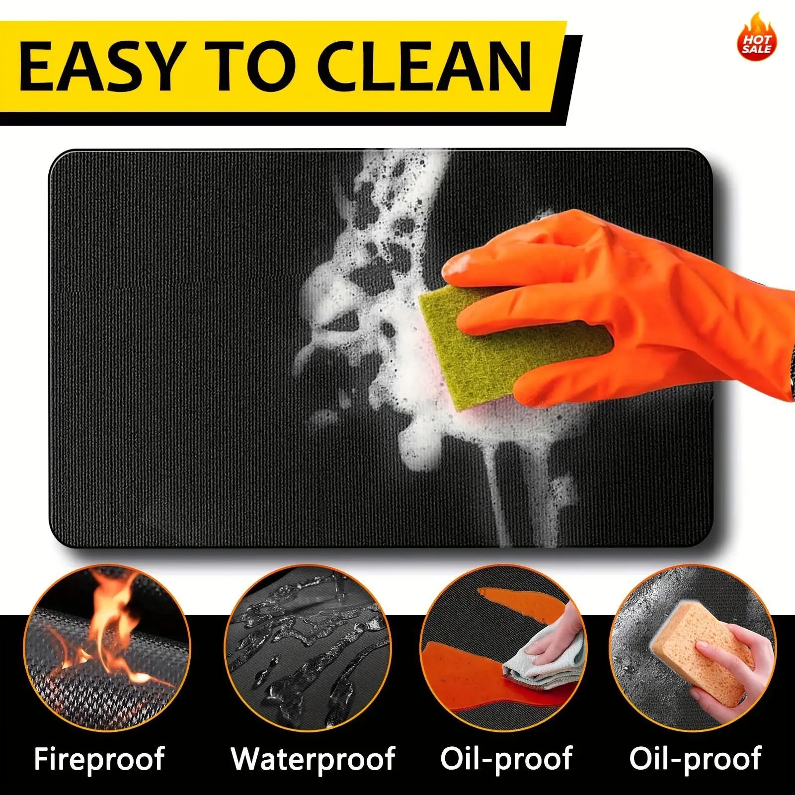 Double-Sided Fireproof Heat-Resistant BBQ Grill Mat - Waterproof Oilproof Protector for Outdoor Grills, Fireplaces, Easy to Clean Mul