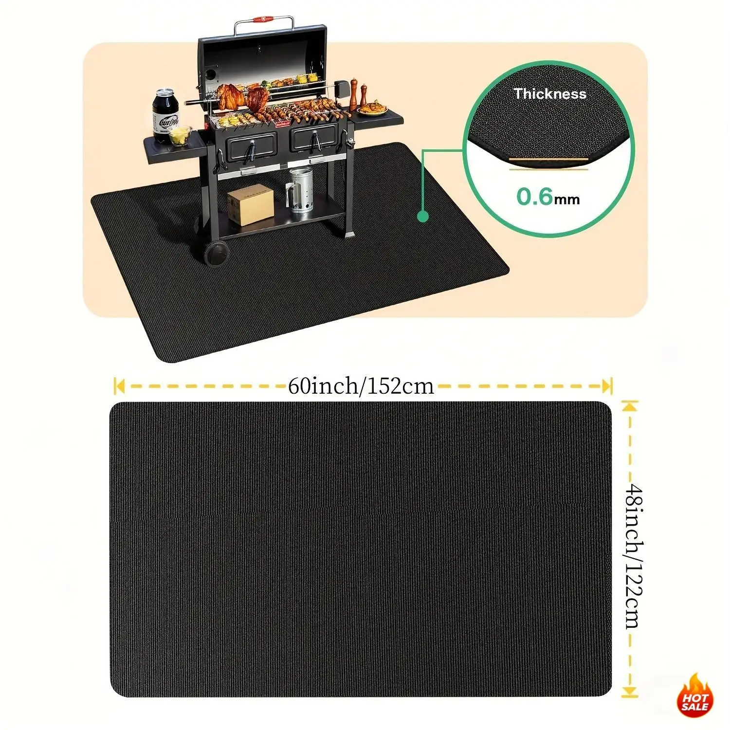 Double-Sided Fireproof Heat-Resistant BBQ Grill Mat - Waterproof Oilproof Protector for Outdoor Grills, Fireplaces, Easy to Clean Mul
