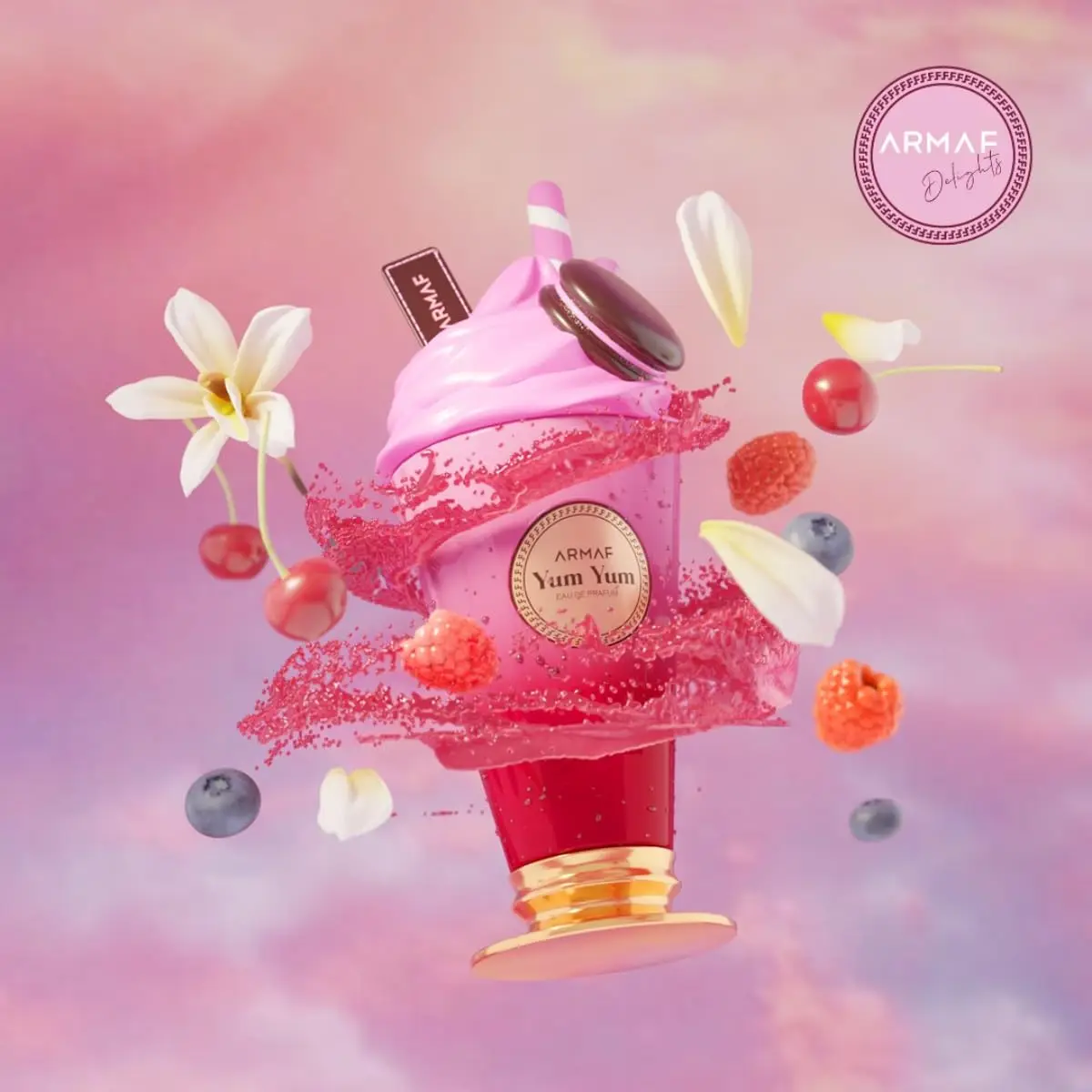 Armaf Delights Yum Yum Eau De Parfum 100ml 3.4oz Sweet Fruity Gourmand Vanilla Perfume Milkshake Ice Cream Bottle Long Lasting Fragrance Gift for Women