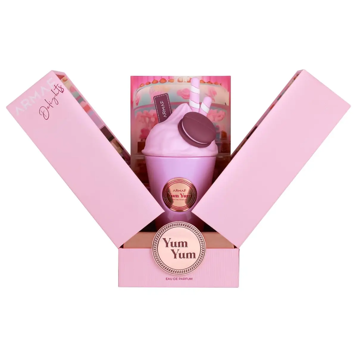Armaf Delights Yum Yum Eau De Parfum 100ml 3.4oz Sweet Fruity Gourmand Vanilla Perfume Milkshake Ice Cream Bottle Long Lasting Fragrance Gift for Women